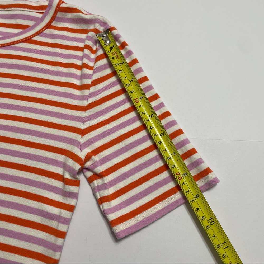 J Crew Tee Shirt Womens Medium Perfect Fit Cotton Striped Short Sleeve Casual - Picture 7 of 8